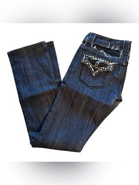 Miss Me Dark Blue Boot Cut Jeans with Embellished Back Pocket